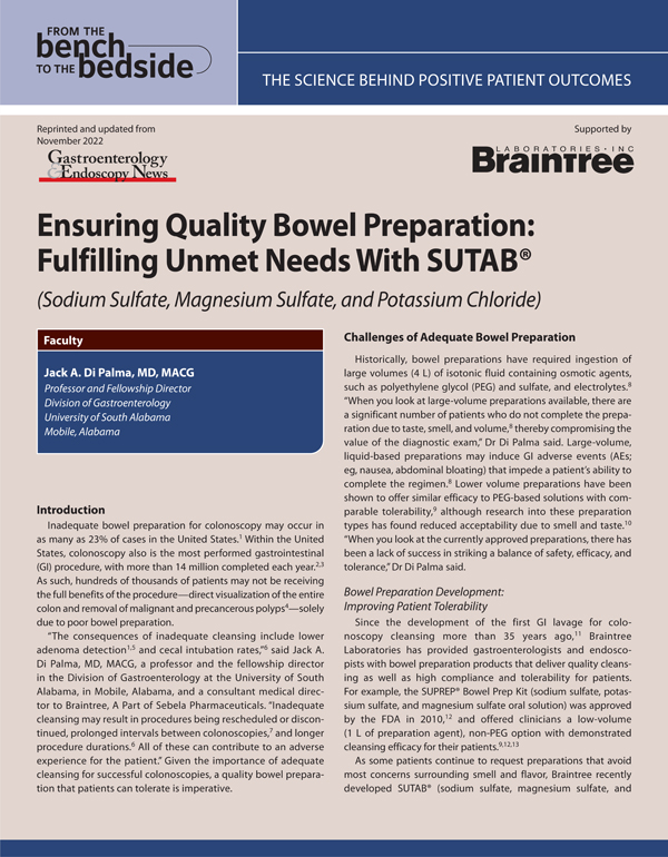 Ensuring Quality Bowel Preparation Fulfilling Unmet Needs With Sutab® Sodium Sulfate